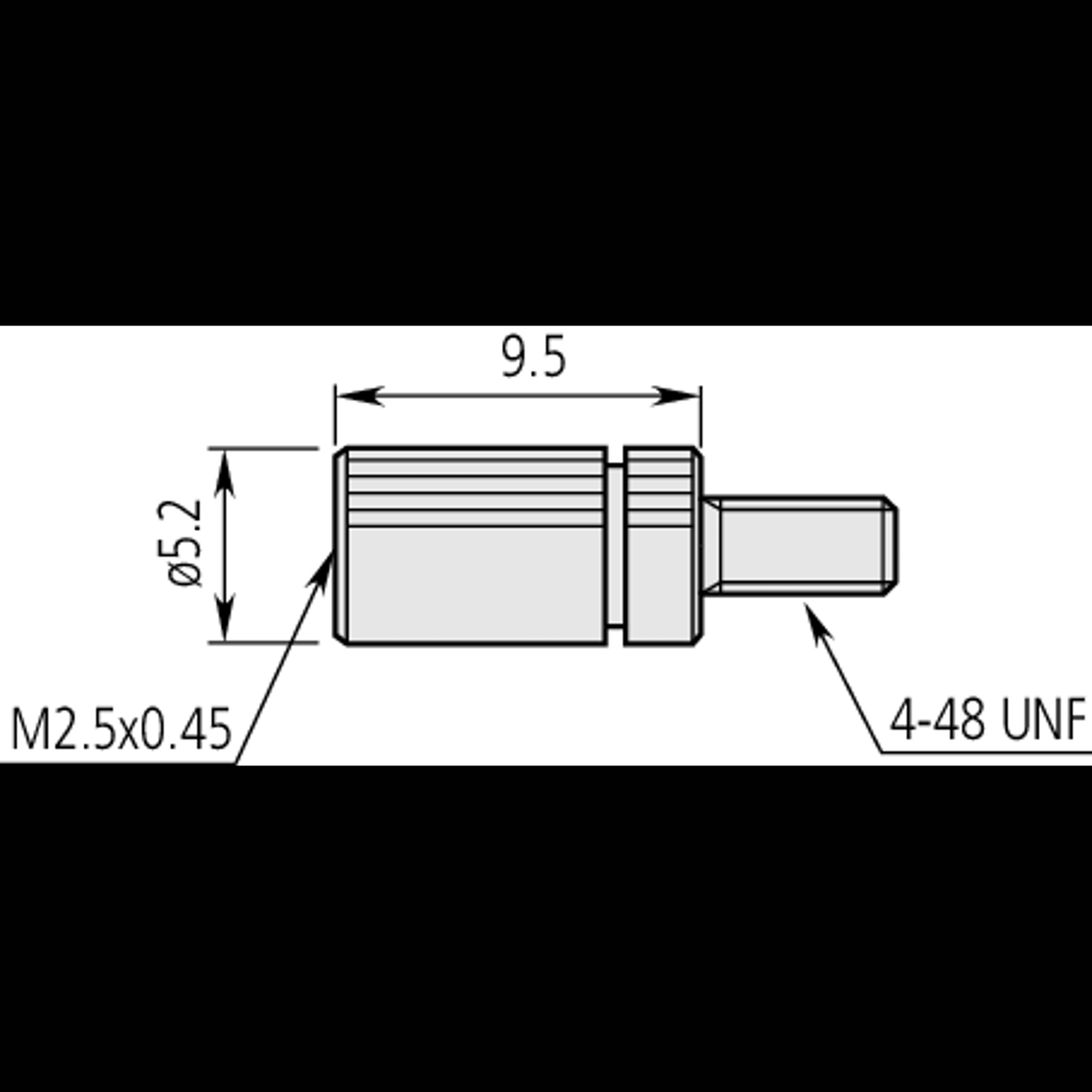 Barra de extensión para indicador 4-48 UNF a M2,5x0,45