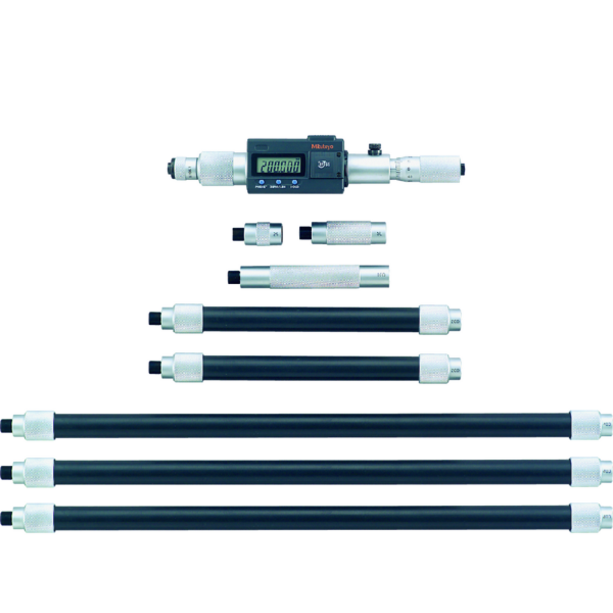 Micrómetro Digital de interiores tipo tubular (barra) Pulg/mm, 8-80 pulg, IP65, incluye 8 barras