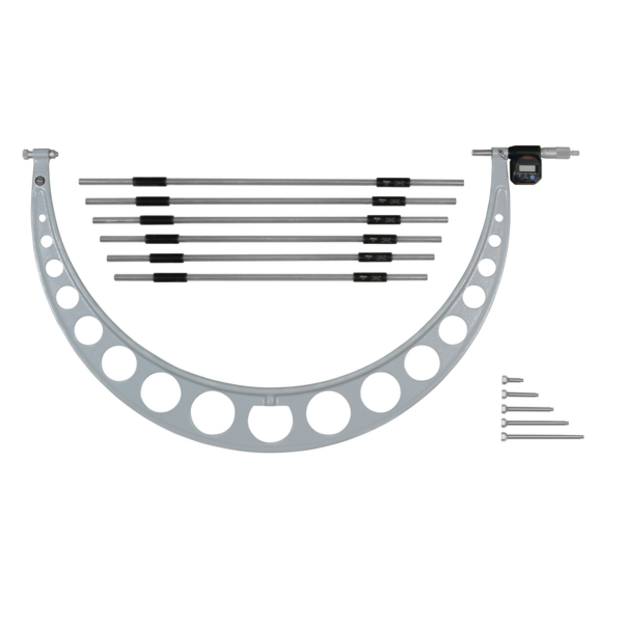 Micrómetros Digimatic exteriores con topes intercambiables pulg/mm, 30-36 pulg,incluido 6 topes