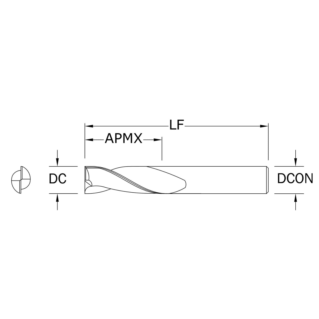 Router de Propósito General Diam.Cte. 1/4 pulg, 2 Flautas Punta Plana