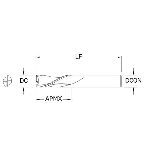 Router de Propósito General Diam.Cte. 5/32 pulg, 2 Flautas Punta Plana