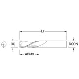 Router de Propósito General Diam.Cte. 1/4 pulg, Long.Cte. 3/4 pulg, 2 Flautas Punta Plana