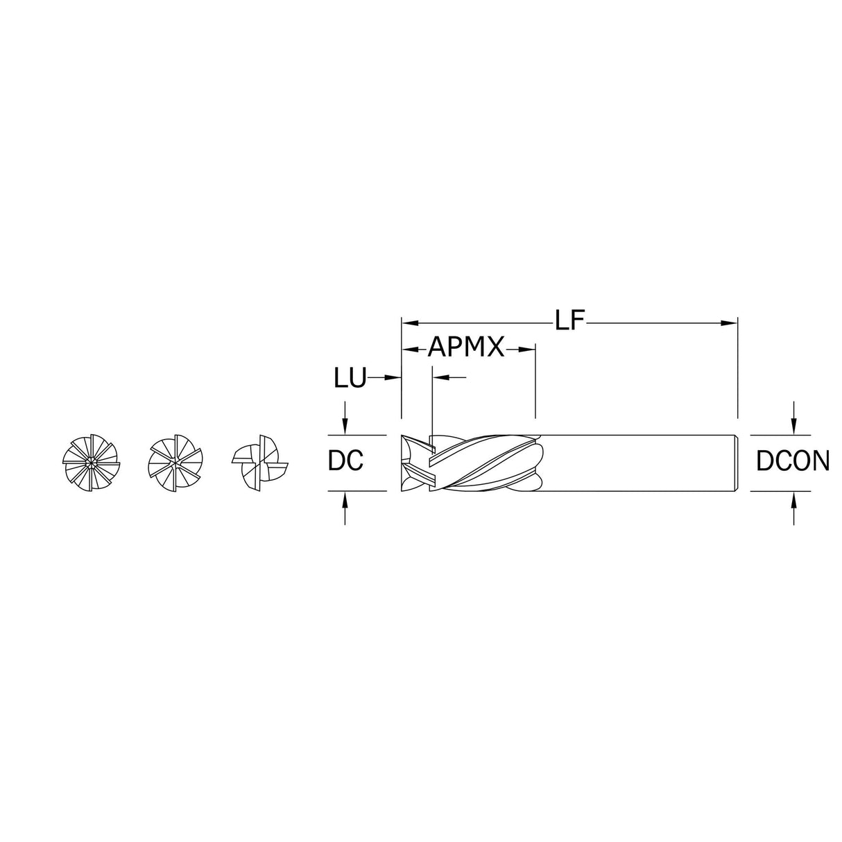 Routers de Alto Rendimiento, Diam.Cte. 8 mm, 4 Flautas, Punta Plana