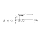 Routers de Alto Rendimiento, Diam.Cte. 8 mm, 4 Flautas, Punta Plana