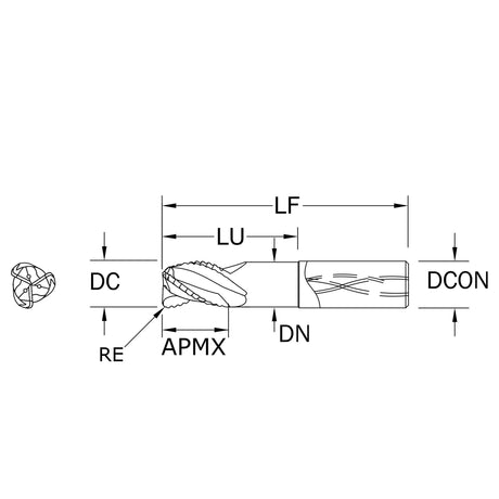 Cortador Vertical de Alto Rendimiento para Aluminio, Diam. Cte. 3/4 pulg, 3 Flautas, Rompevirutas