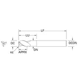 Cortador Vertical de Alto Rendimiento para Aluminio, Diam. Cte. 8 mm, 3 Flautas, Radios en Esquina