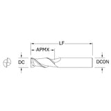 Cortador Vertical de Alto Rendimiento para Aluminio, Diam. Cte. 3/8 pulg, 2 Flautas, Punta Plana