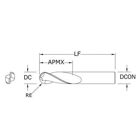 Cortador Vertical de Alto Rendimiento para Aluminio, Diam. Cte. 6 mm, 2 Flautas, Punta Bola