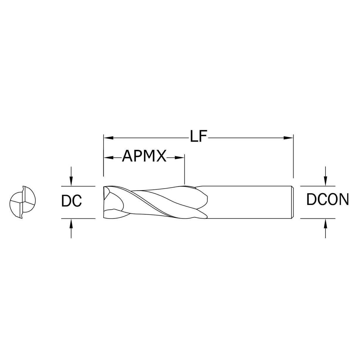 Cortador Vertical de Alto Rendimiento para Aluminio, Diam. Cte. 3 mm, 2 Flautas, Punta Plana