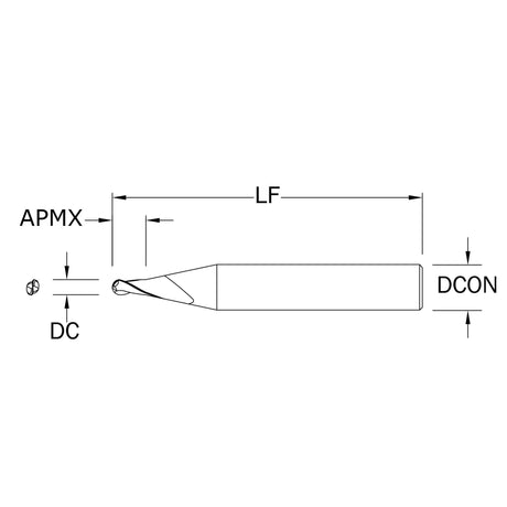 Micro Cortador Vertical, Diam. Cte. 1.5 mm, 2 Flautas, Punta Bola